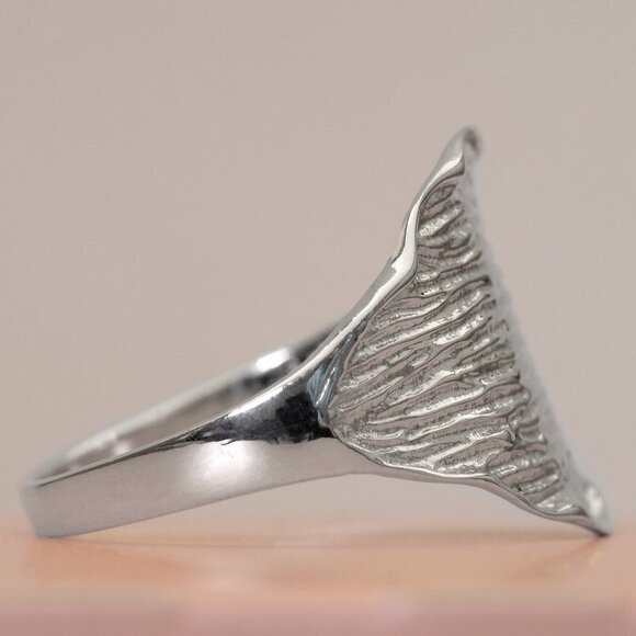 925 Sterling Silver Wide Leaf Ring, Statement Nature Jewelry, Size 6.25 - Picture 7 of 7